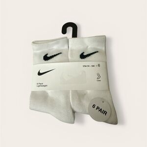 Nike Men's Black and White Crew Socks - 6 Pair
